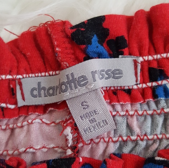 Charlotte Russe cropped red flower tank top - Picture 2 of 2